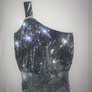 Sexy Little One Shoulder Strap Sequence Top